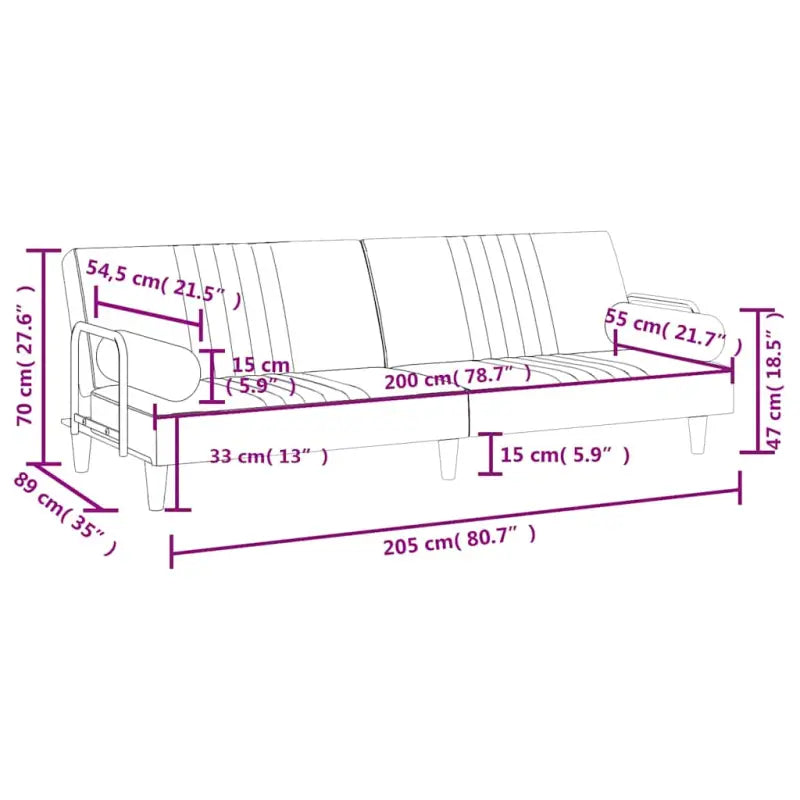 Banken slaapbank met totale afmetingen en luxe fluwelen bekleding - Geel - Banken