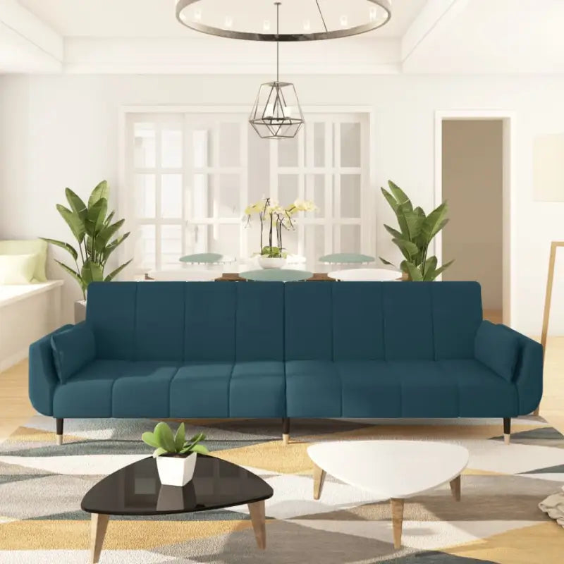Banken slaapbank met twee kussens en verstelbare bed afmetingen - Blauw / met kussens - Banken
