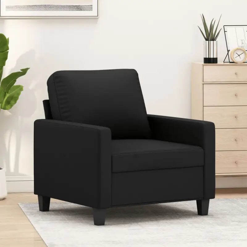 Bankenfauteuil van duurzaam kunstleer voor gezellige ontspanning - Zwart / 60 cm - Banken