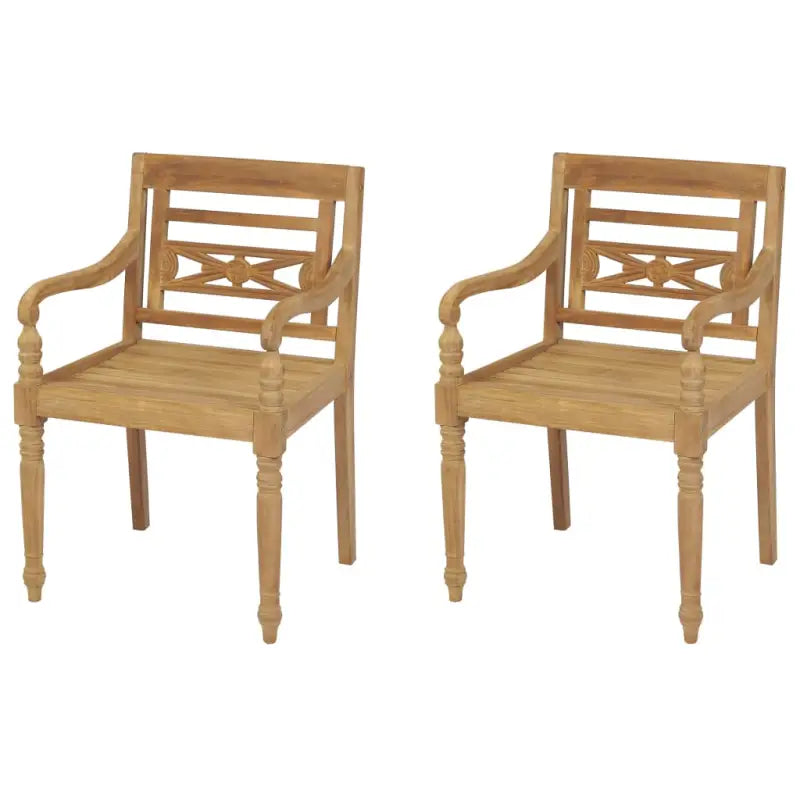 Batavia stoelen van fijn geschuurd teakhout voor in tuin of terras - Tuinstoelen