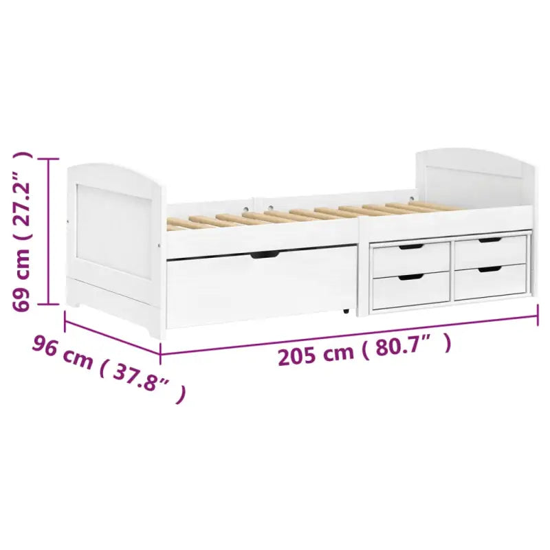 Bed met massief grenenhout en kleine lade voor slaap- en woonkamer - Bedden & bedframes