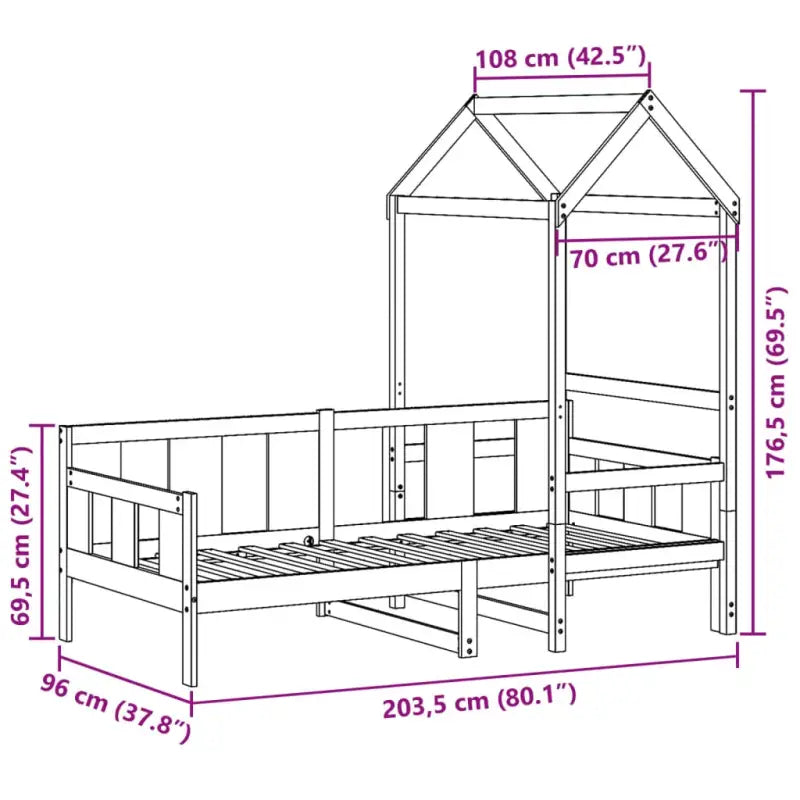 Bed met massief grenenhout en open zijdeur voor slaap of woonkamer - Bedden & bedframes