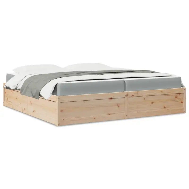 Bed met massief grenenhout met tijdloos en praktisch ontwerp - Naturel / 200 x 200 cm - Bedden & bedframes