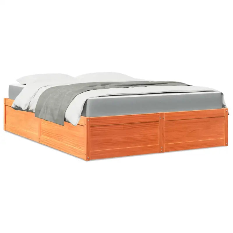Bed met massief grenenhout met tijdloos en praktisch ontwerp - Wasbruin / 140 x 200 cm - Bedden & bedframes