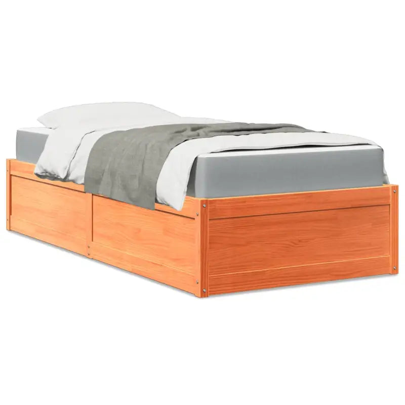 Bed met massief grenenhout met tijdloos en praktisch ontwerp - Wasbruin / 100 x 200 cm - Bedden & bedframes