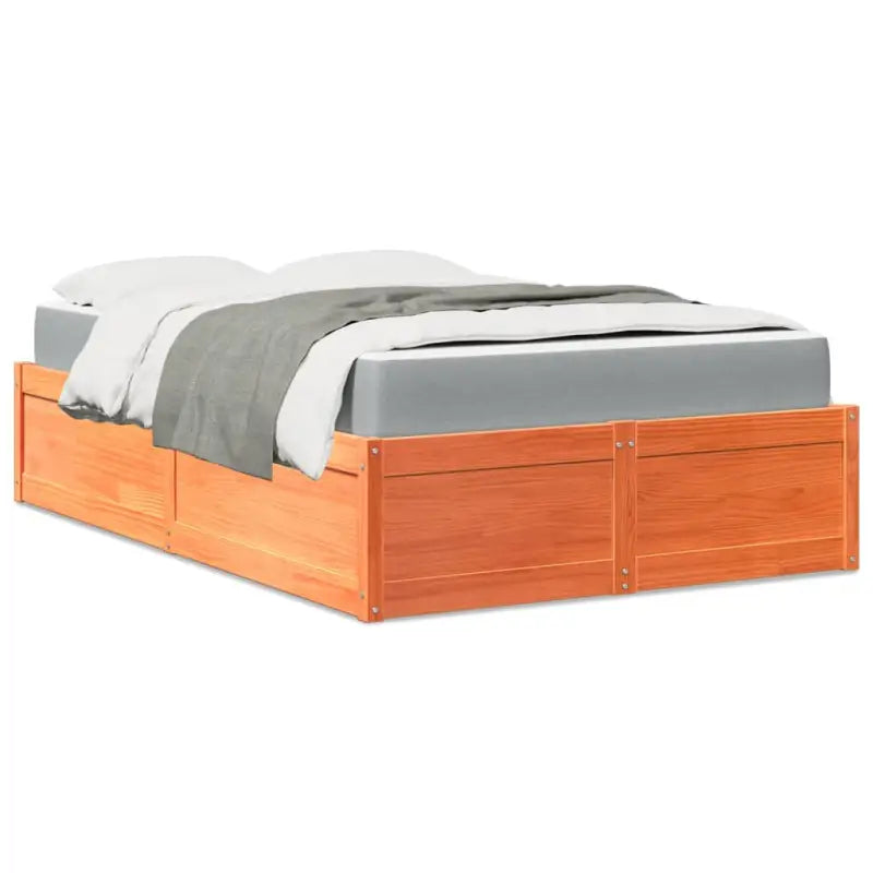 Bed met massief grenenhout met tijdloos en praktisch ontwerp - Wasbruin / 120 x 190 cm - Bedden & bedframes