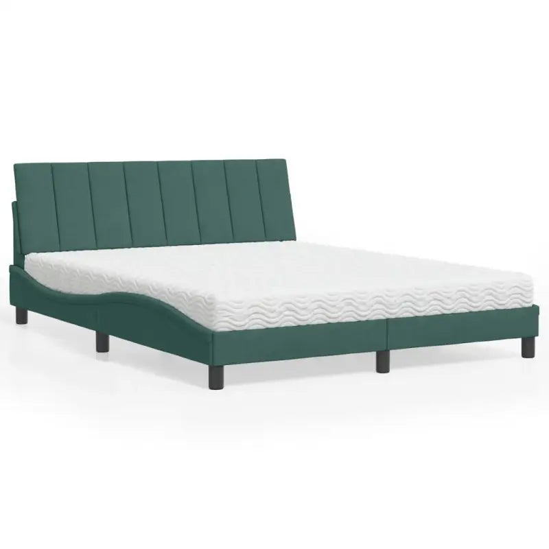 Bed met multiplex lattenbodem en 22d PU-schuim in blauw materiaal - Donkergroen / 160 x 200 cm - Bedden & bedframes