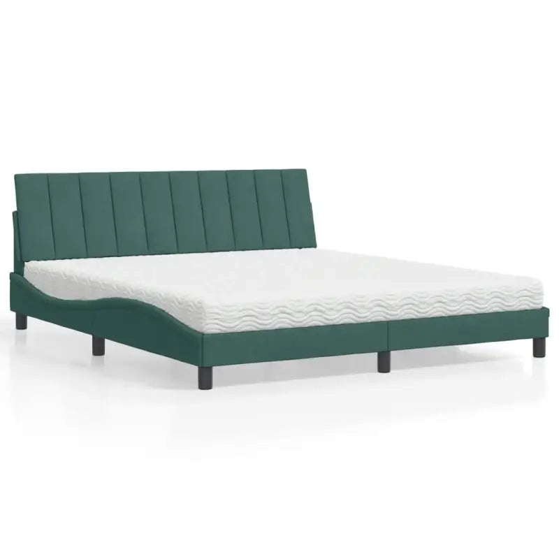 Bed met multiplex lattenbodem en 22d PU-schuim in blauw materiaal - Donkergroen / 180 x 200 cm - Bedden & bedframes