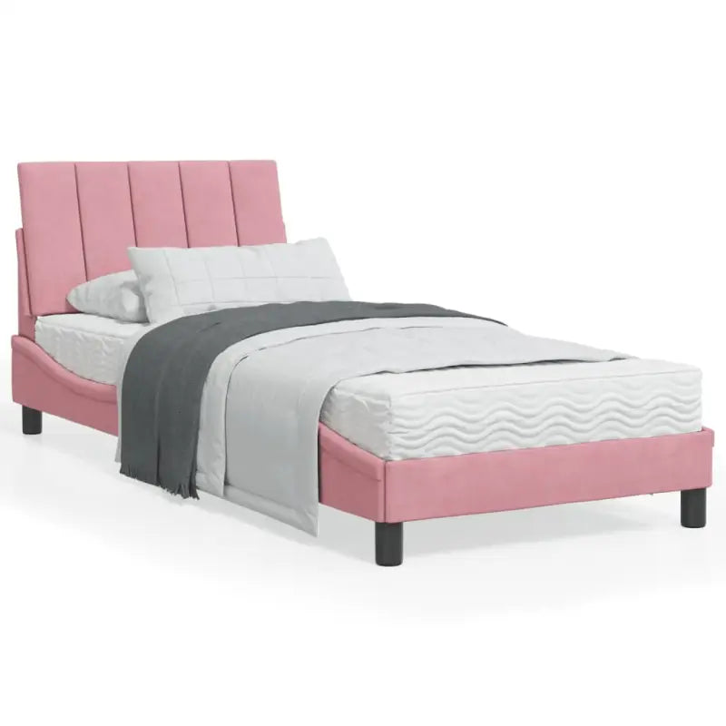 Bed met multiplex lattenbodem en 22d PU-schuim in blauw materiaal - Roze / 90 x 200 cm - Bedden & bedframes