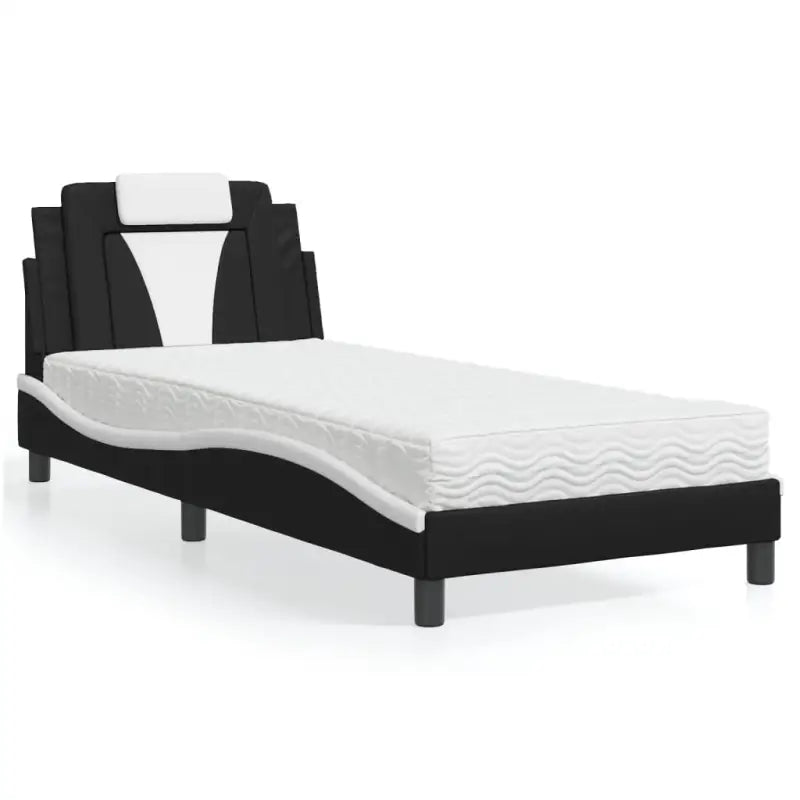 Bed met multiplex lattenbodem en 22d pu-schuim voor optimaal comfort - Zwart en wit / 80 x 200 cm - Bedden & bedframes