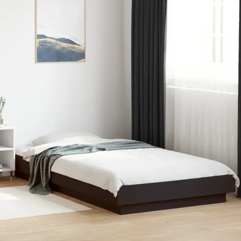 Bed met RGB LED-verlichting en bewerkt hout voor een stabiele nachtrust - Zwart / 90 x 190 cm - Bedden & bedframes