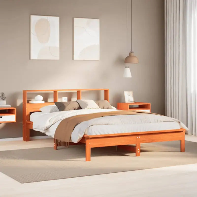Bedden en bedframes met massief grenenhout voor een goede nachtrust - Wasbruin / 135 x 190 cm - Bedden & bedframes