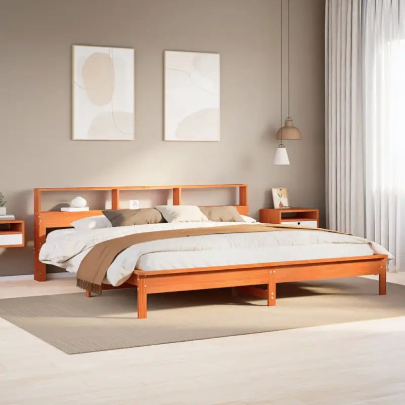Bedden en bedframes met massief grenenhout voor een goede nachtrust - Wasbruin / 200 x 200 cm - Bedden & bedframes