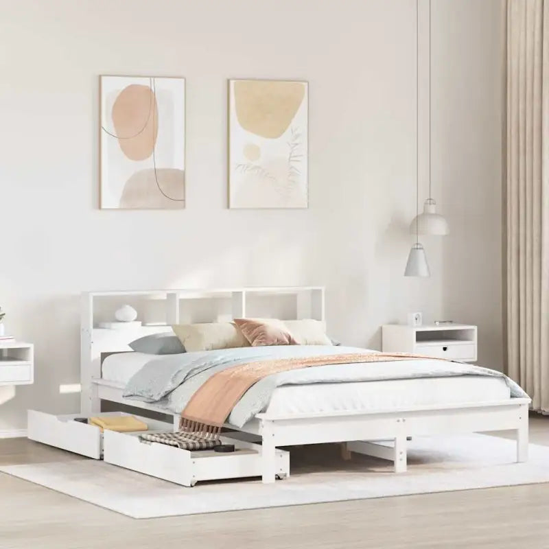 Bedden en bedframes met massief grenenhout voor optimale comfort - Wit / 135 x 190 cm - Bedden & bedframes