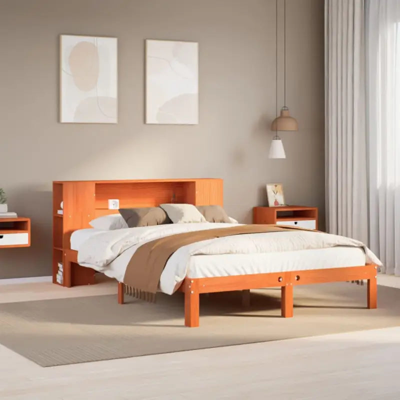Bedden met massief grenenhout en optimale totale afmetingen - Wasbruin / 140 x 200 cm - Bedden & bedframes