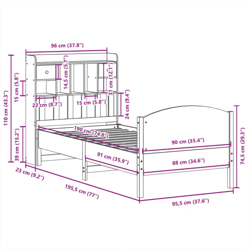 Bedden met massief grenenhout en ruime totale afmetingen - Bedden & bedframes