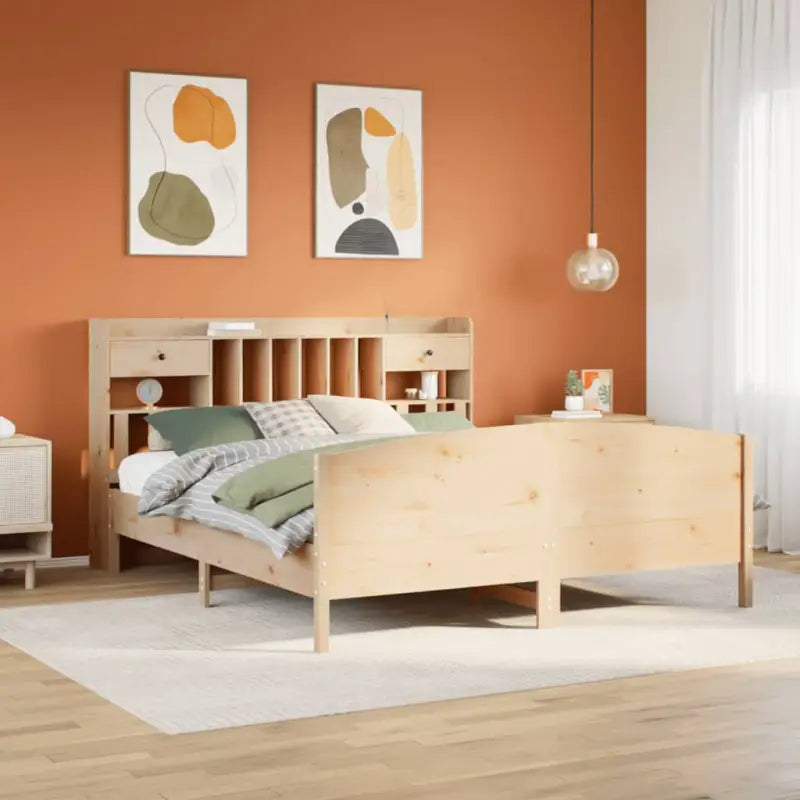 Bedden met massief grenenhout en ruime totale afmetingen - Naturel / 200 x 200 cm - Bedden & bedframes