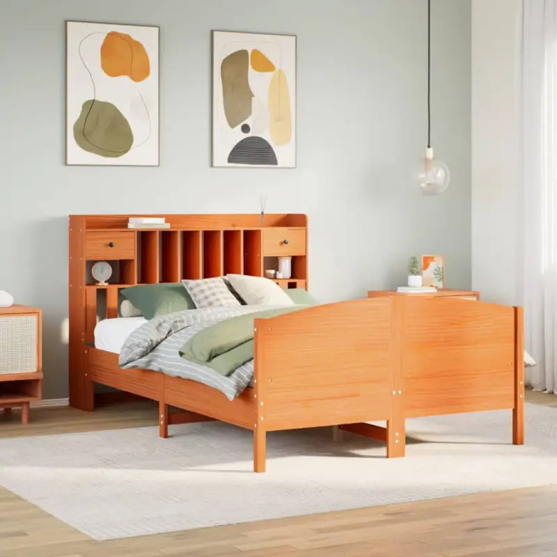 Bedden met massief grenenhout en ruime totale afmetingen - Wasbruin / 140 x 200 cm - Bedden & bedframes