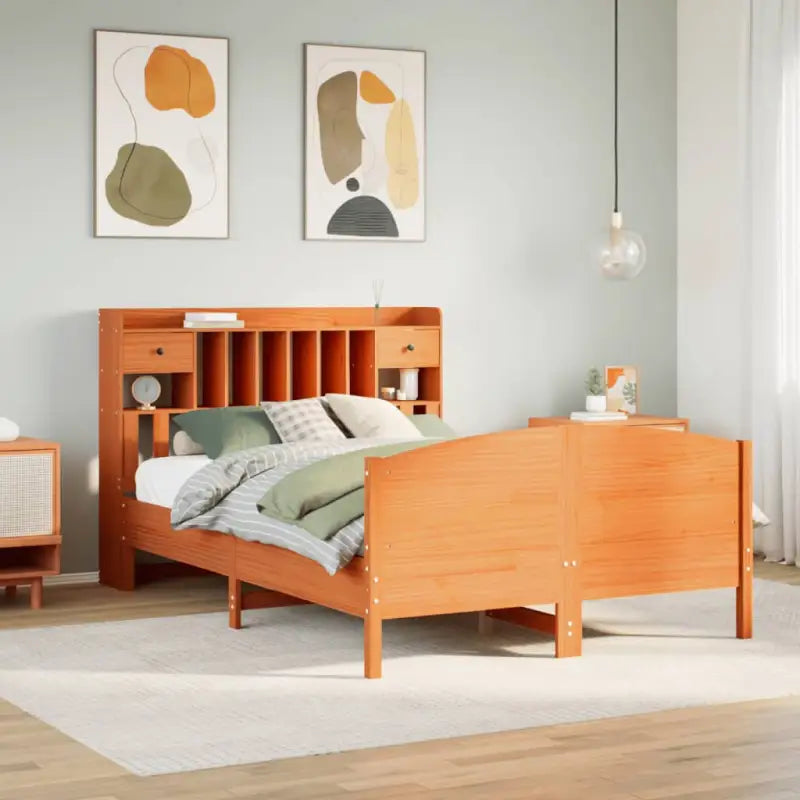 Bedden met massief grenenhout en ruime totale afmetingen - Wasbruin / 140 x 190 cm - Bedden & bedframes