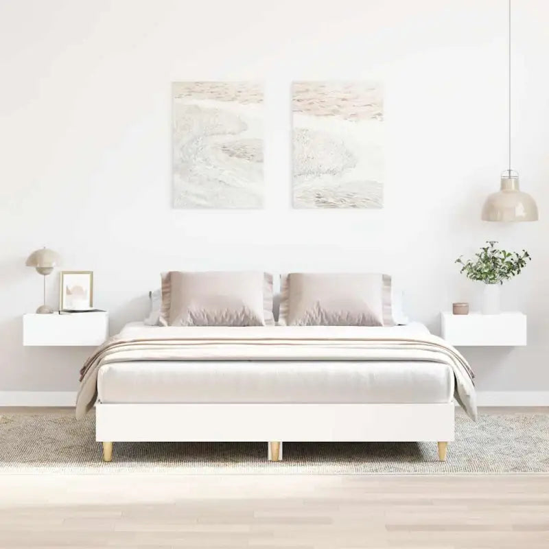 Bedframe in gerookt eiken voor een stabiele en stijlvolle slaapkamer - Wit / 140 x 200 cm - Bedden & bedframes