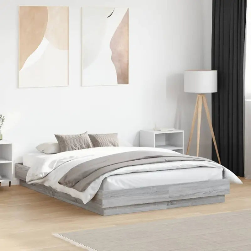 Bedframe in Grijs Sonoma met duurzaam bewerkt hout voor comfortabele nachten - Grijs sonoma / 120 x 190 cm - Bedden &