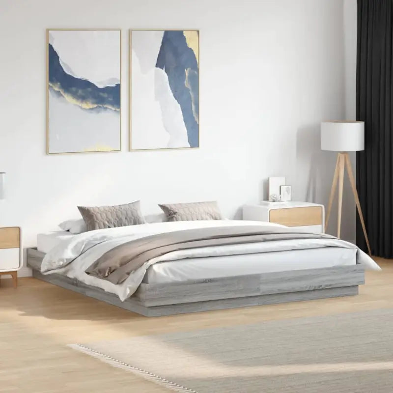Bedframe in Grijs Sonoma met duurzaam bewerkt hout voor comfortabele nachten - Grijs sonoma / 180 x 200 cm - Bedden &
