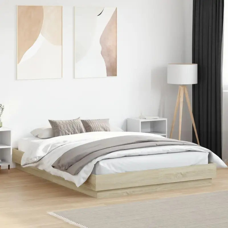 Bedframe in Grijs Sonoma met duurzaam bewerkt hout voor comfortabele nachten - Sonoma eiken / 120 x 200 cm - Bedden &