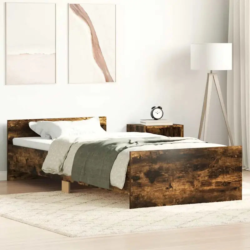 Bedframe in Grijs Sonoma voor een stevige en stabiele nachtrust - Gerookt eiken / 100 x 200 cm - Bedden & bedframes