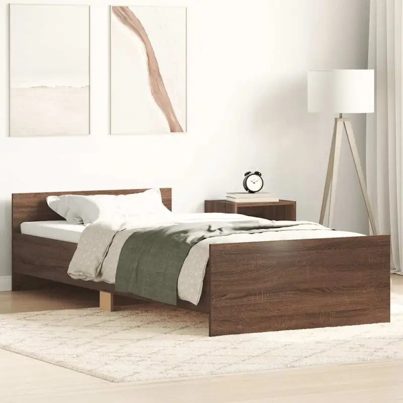 Bedframe in Grijs Sonoma voor een stevige en stabiele nachtrust - bruin eikenkleur / 90 x 190 cm - Bedden & bedframes
