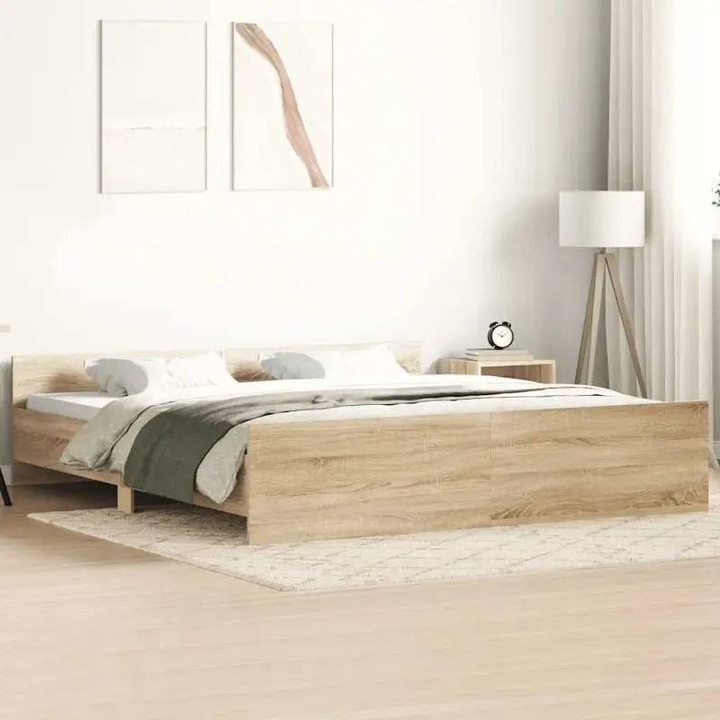 Bedframe in Grijs Sonoma voor een stevige en stabiele nachtrust - Sonoma eiken / 200 x 200 cm - Bedden & bedframes
