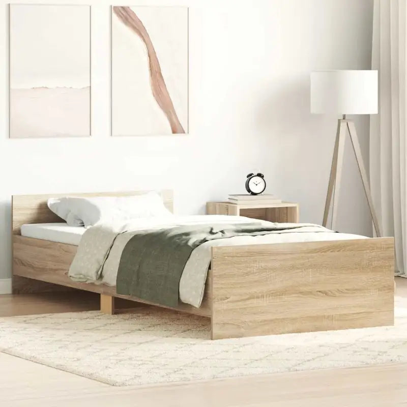 Bedframe in Grijs Sonoma voor een stevige en stabiele nachtrust - Sonoma eiken / 100 x 200 cm - Bedden & bedframes