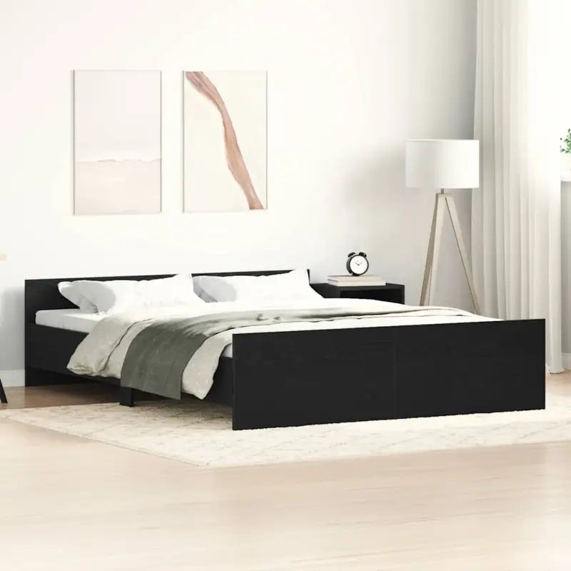 Bedframe in Grijs Sonoma voor een stevige en stabiele nachtrust - Zwart eiken / 160 x 200 cm - Bedden & bedframes