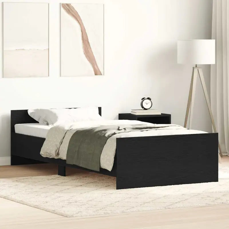 Bedframe in Grijs Sonoma voor een stevige en stabiele nachtrust - Zwart eiken / 90 x 190 cm - Bedden & bedframes