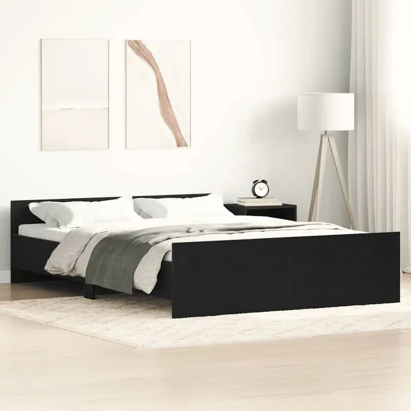 Bedframe in Grijs Sonoma voor een stevige en stabiele nachtrust - Zwart eiken / 140 x 200 cm - Bedden & bedframes