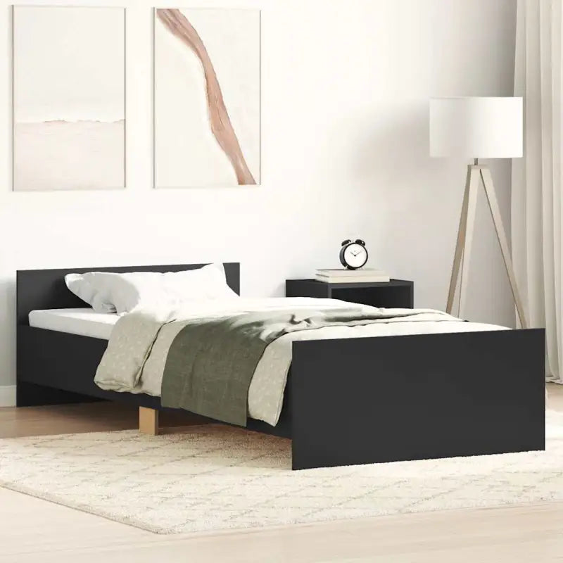 Bedframe in Grijs Sonoma voor een stevige en stabiele nachtrust - Zwart / 90 x 200 cm - Bedden & bedframes
