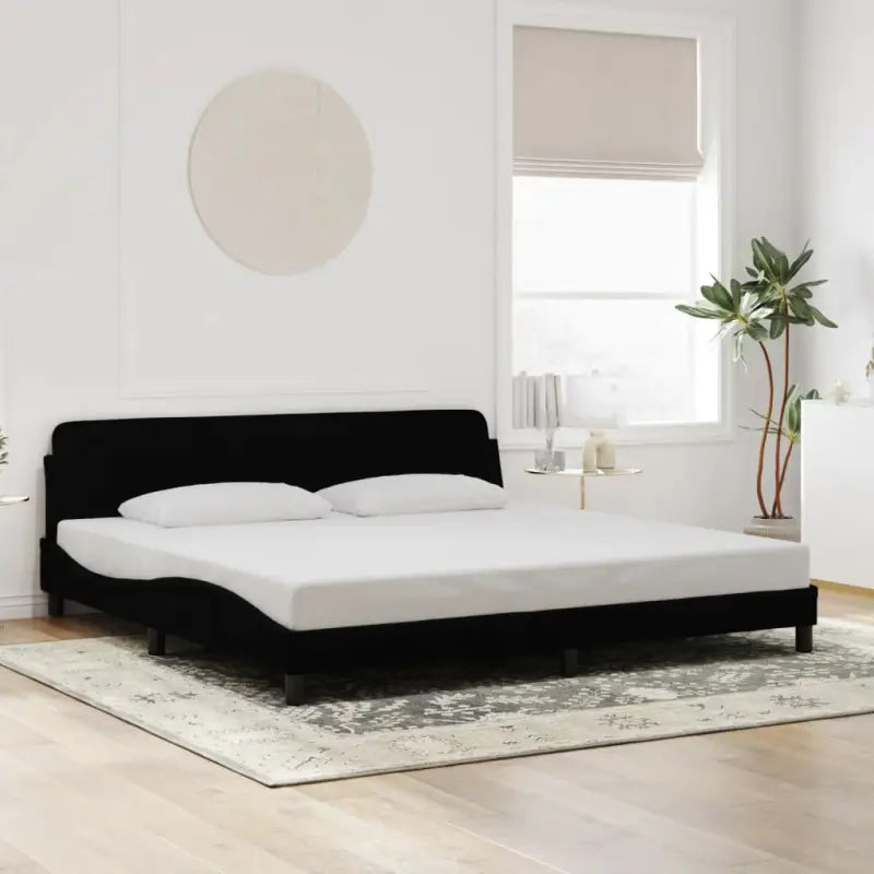 Bedframe met hoofdeinde en multiplex lattenbodem in zacht fluweel - Zwart / 200 x 200 cm - Bedden & bedframes