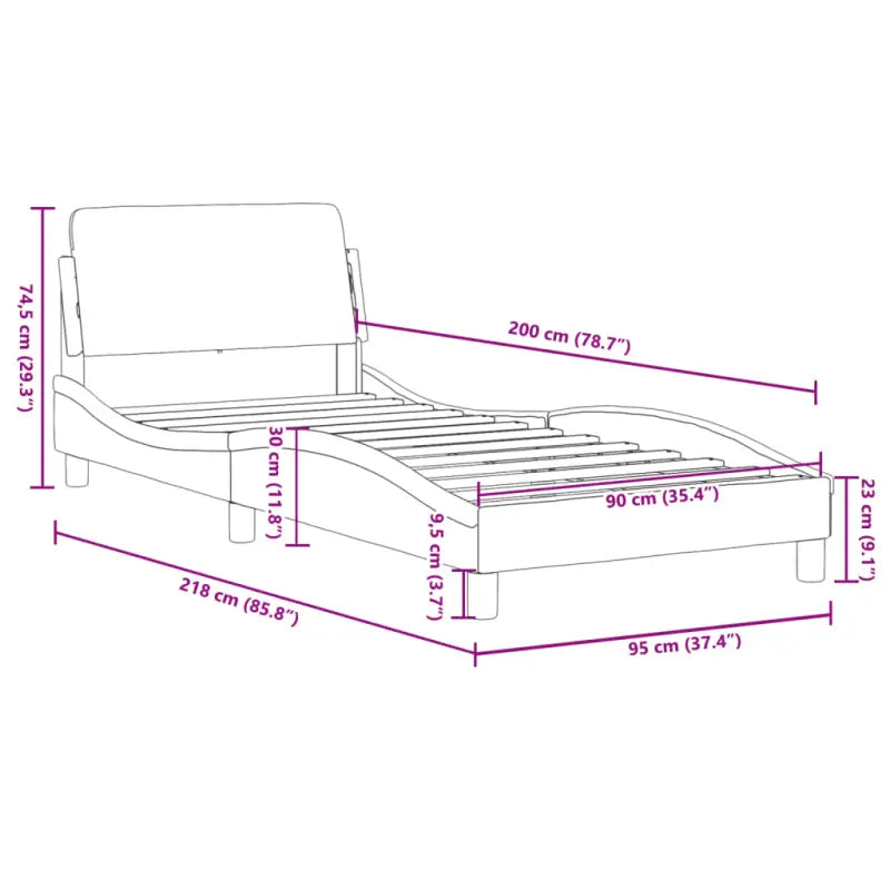 Bedframe met hoofdeinde en multiplex lattenbodem in zacht fluweel - Bedden & bedframes