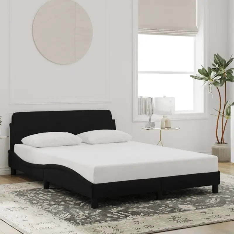 Bedframe met hoofdeinde en multiplex lattenbodem in zacht fluweel - Zwart / 120 x 200 cm - Bedden & bedframes