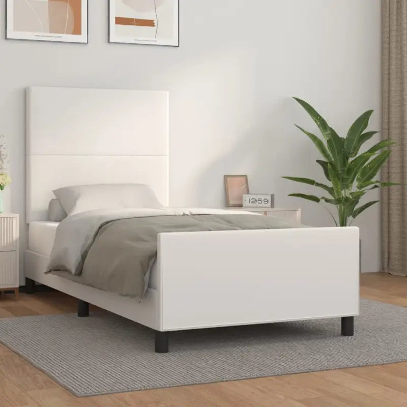Bedframe met hoofdeinde en multiplex lattenbodem inclusief levering bevat - Wit / 90 x 190 cm / Effen ontwerp - Bedden