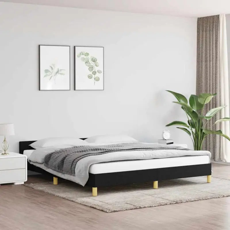 Bedframe met hoofdeinde en multiplex lattenbodem voor comfortabele nachtrust - Zwart / 160 x 200 cm - Bedden & bedframes