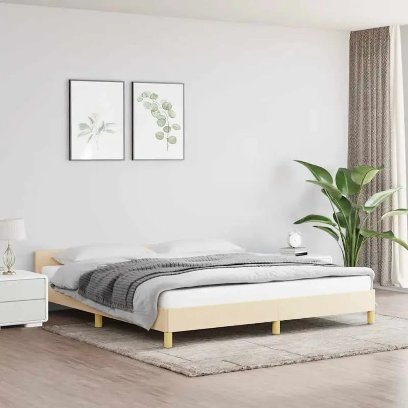 Bedframe met hoofdeinde en multiplex lattenbodem voor comfortabele nachtrust - Crème / 160 x 200 cm - Bedden & bedframes