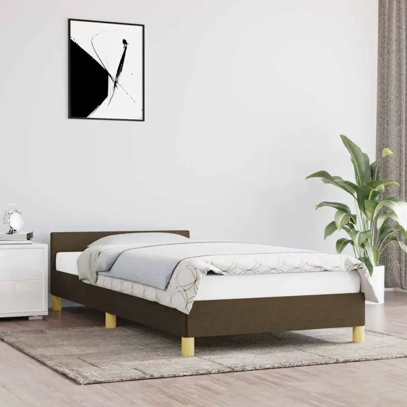 Bedframe met hoofdeinde en multiplex lattenbodem voor comfortabele nachtrust - Donkerbruin / 90 x 190 cm - Bedden &