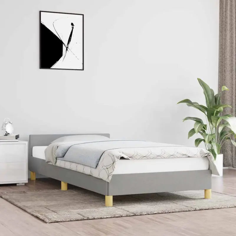 Bedframe met hoofdeinde en multiplex lattenbodem voor comfortabele nachtrust - Lichtgrijs / 80 x 200 cm - Bedden &