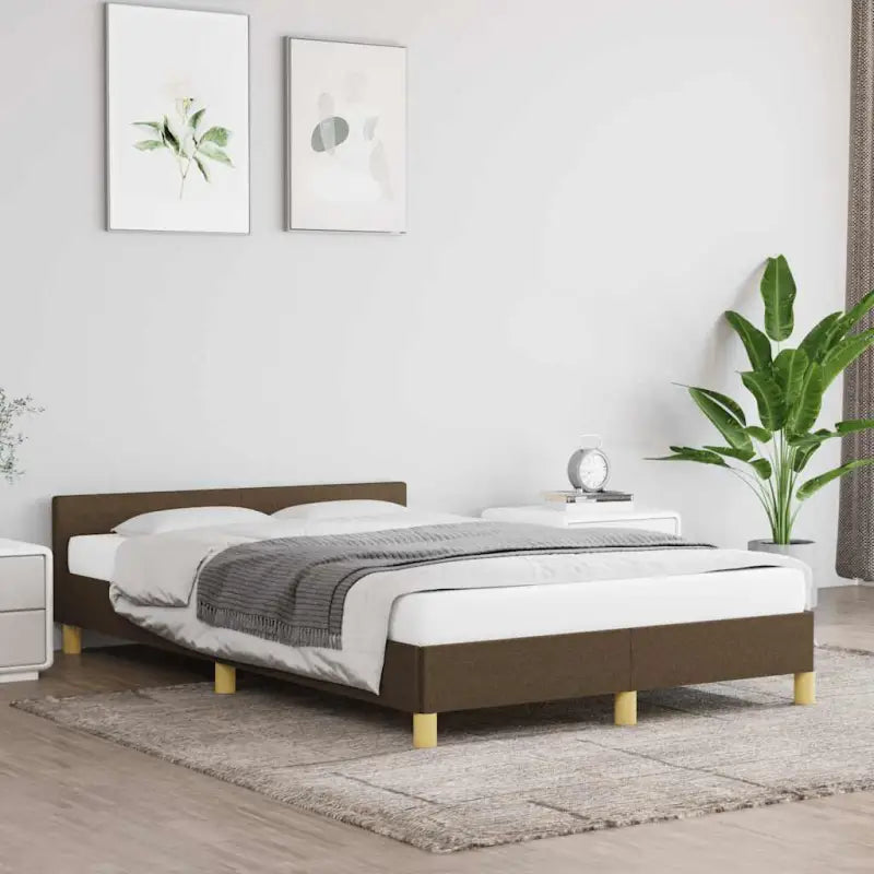Bedframe met hoofdeinde en multiplex lattenbodem voor comfortabele nachtrust - Donkerbruin / 120 x 200 cm - Bedden &