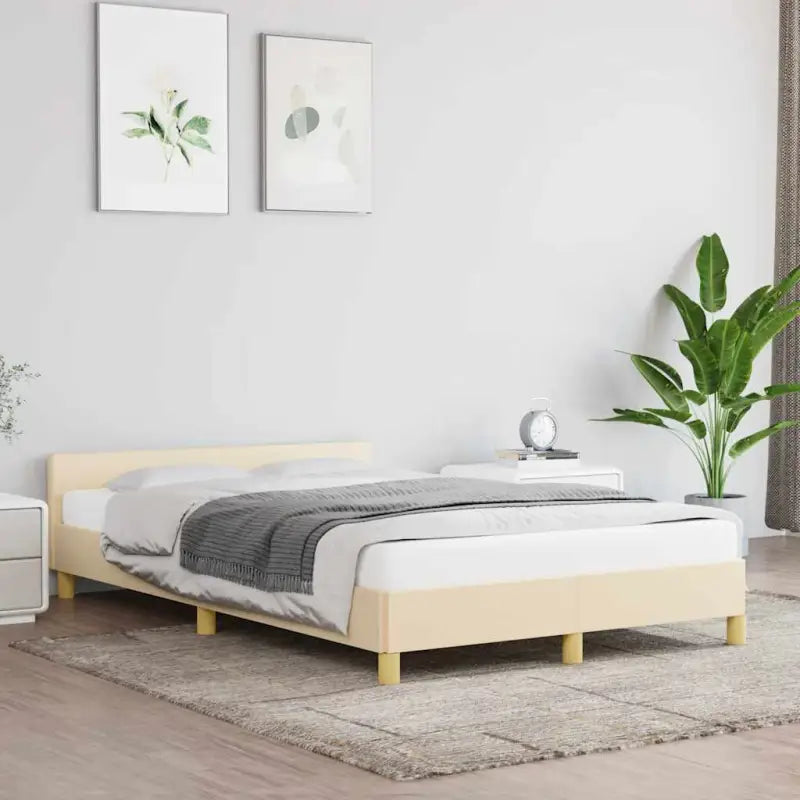 Bedframe met hoofdeinde en multiplex lattenbodem voor comfortabele nachtrust - Crème / 120 x 200 cm - Bedden & bedframes