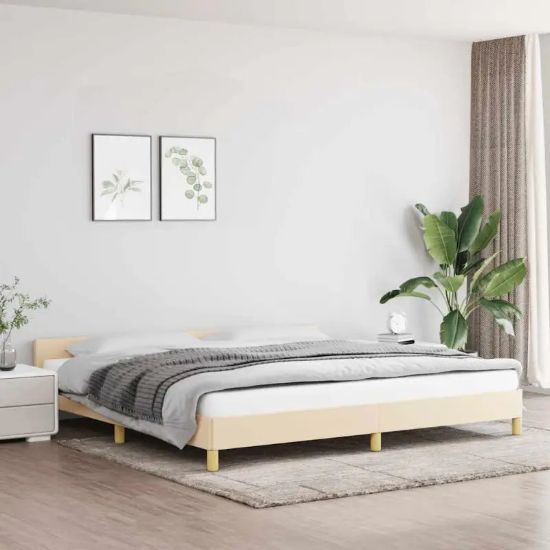 Bedframe met hoofdeinde en multiplex lattenbodem voor comfortabele nachtrust - Crème / 200 x 200 cm - Bedden & bedframes