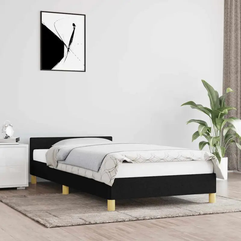 Bedframe met hoofdeinde en multiplex lattenbodem voor comfortabele nachtrust - Zwart / 90 x 190 cm - Bedden & bedframes