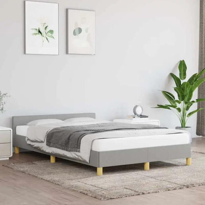 Bedframe met hoofdeinde en multiplex lattenbodem voor comfortabele nachtrust - Lichtgrijs / 120 x 200 cm - Bedden &