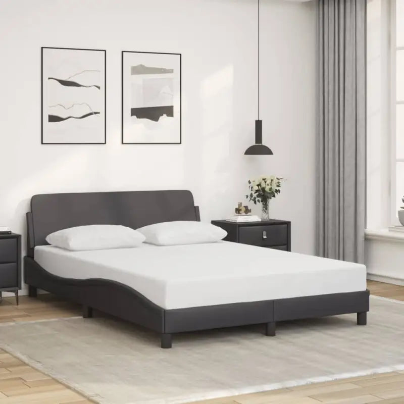 Bedframe met hoofdeinde en multiplex lattenbodem voor een goede nachtrust - Grijs / 120 x 200 cm - Bedden & bedframes