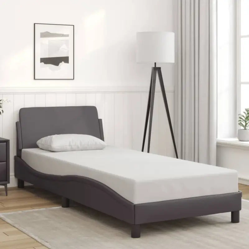 Bedframe met hoofdeinde en multiplex lattenbodem voor een goede nachtrust - Grijs / 90 x 200 cm - Bedden & bedframes